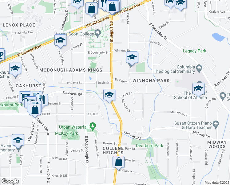 map of restaurants, bars, coffee shops, grocery stores, and more near 546 Georgia 155 South in Decatur