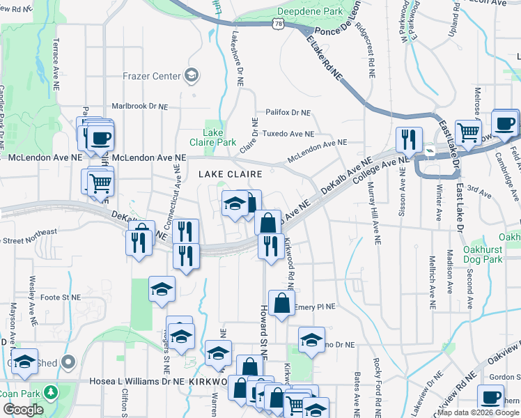 map of restaurants, bars, coffee shops, grocery stores, and more near 289 Southerland Terrace Northeast in Atlanta