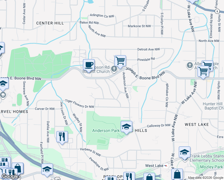 map of restaurants, bars, coffee shops, grocery stores, and more near 247 Morris Brown Avenue Northwest in Atlanta