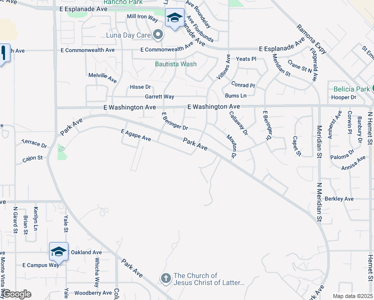 map of restaurants, bars, coffee shops, grocery stores, and more near 1351 Agape Avenue in San Jacinto