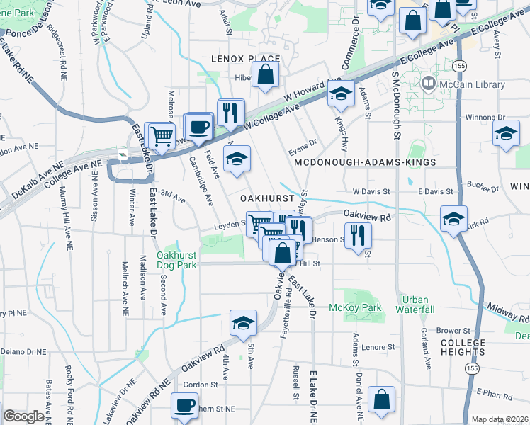 map of restaurants, bars, coffee shops, grocery stores, and more near 236 Mead Road in Decatur