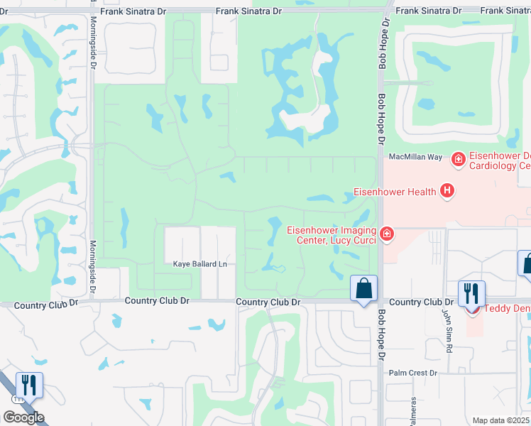 map of restaurants, bars, coffee shops, grocery stores, and more near 49 Columbia Drive in Rancho Mirage