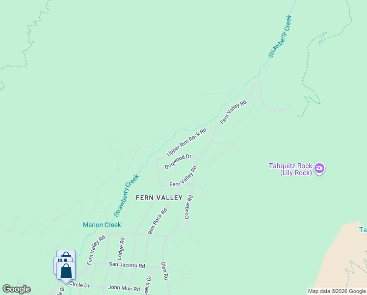 map of restaurants, bars, coffee shops, grocery stores, and more near 24655 Upper Rim Rock Road in Idyllwild-Pine Cove