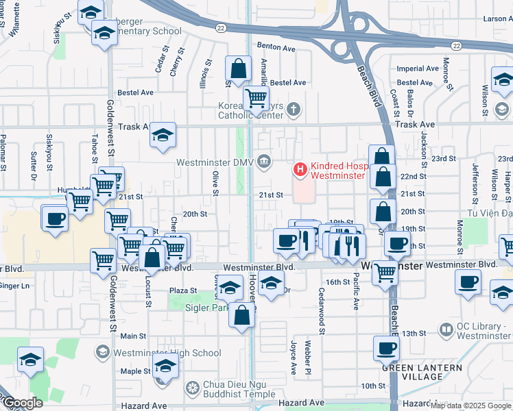 map of restaurants, bars, coffee shops, grocery stores, and more near 7571 Wyoming Street in Westminster