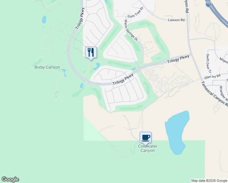 map of restaurants, bars, coffee shops, grocery stores, and more near 24594 Hatton Lane in Corona