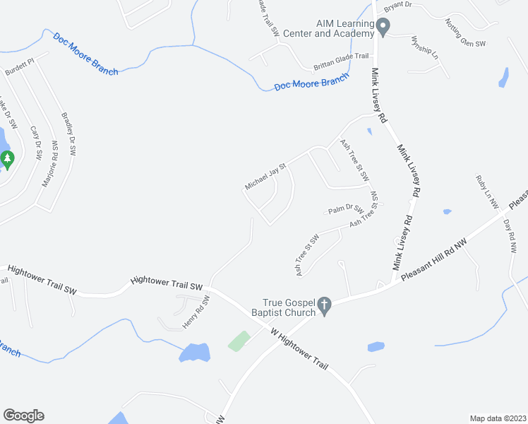 map of restaurants, bars, coffee shops, grocery stores, and more near 4645 Michael Jay Street in Snellville