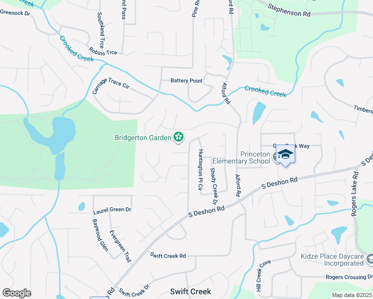 map of restaurants, bars, coffee shops, grocery stores, and more near 1077 Crooked Creek Road in Lithonia