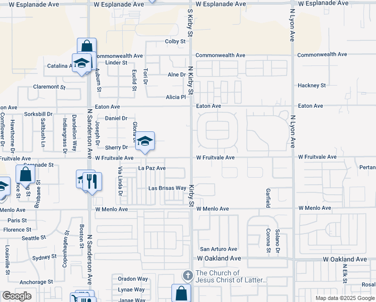 map of restaurants, bars, coffee shops, grocery stores, and more near 907 North Kirby Street in Hemet