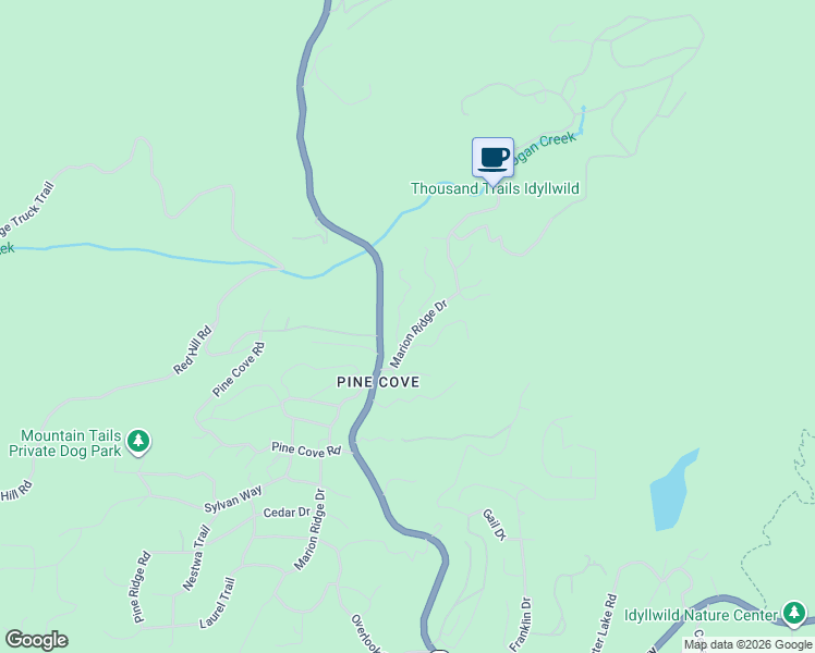 map of restaurants, bars, coffee shops, grocery stores, and more near 24825 Marion Ridge Drive in Idyllwild-Pine Cove
