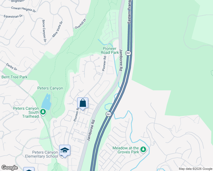 map of restaurants, bars, coffee shops, grocery stores, and more near 10570 Bruns Drive in Tustin