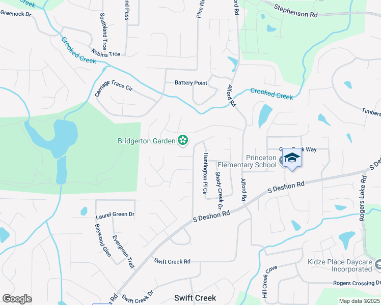 map of restaurants, bars, coffee shops, grocery stores, and more near 1077 Crooked Creek Road in Lithonia