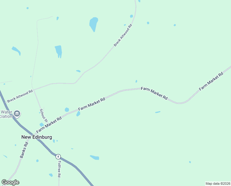 map of restaurants, bars, coffee shops, grocery stores, and more near Farm Market Road in New Edinburg