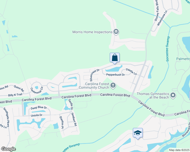 map of restaurants, bars, coffee shops, grocery stores, and more near 2013 Silvercrest Drive in Myrtle Beach