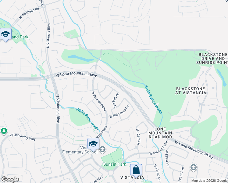 map of restaurants, bars, coffee shops, grocery stores, and more near 30899 North 126th Avenue in Peoria