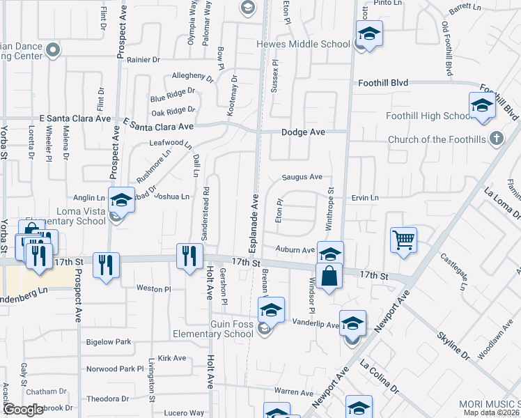 map of restaurants, bars, coffee shops, grocery stores, and more near 13861 Brenan Way in Santa Ana