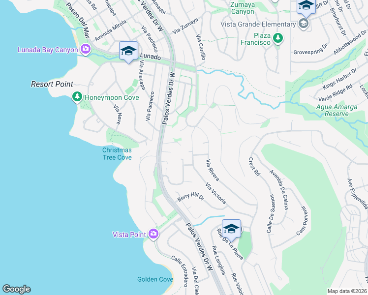 map of restaurants, bars, coffee shops, grocery stores, and more near 7307 Lunada Vista in Rancho Palos Verdes