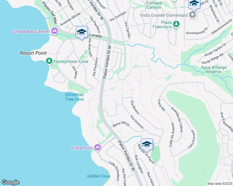 map of restaurants, bars, coffee shops, grocery stores, and more near 7307 Lunada Vista in Rancho Palos Verdes