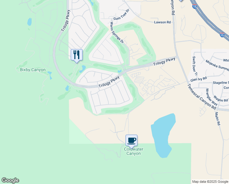 map of restaurants, bars, coffee shops, grocery stores, and more near 24588 Littlehorn Drive in Corona