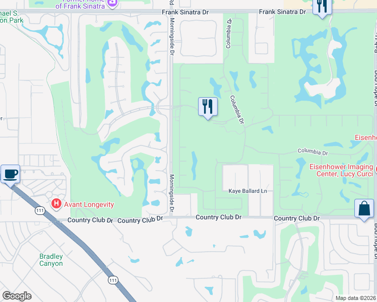 map of restaurants, bars, coffee shops, grocery stores, and more near 4 Stephens Court in Rancho Mirage