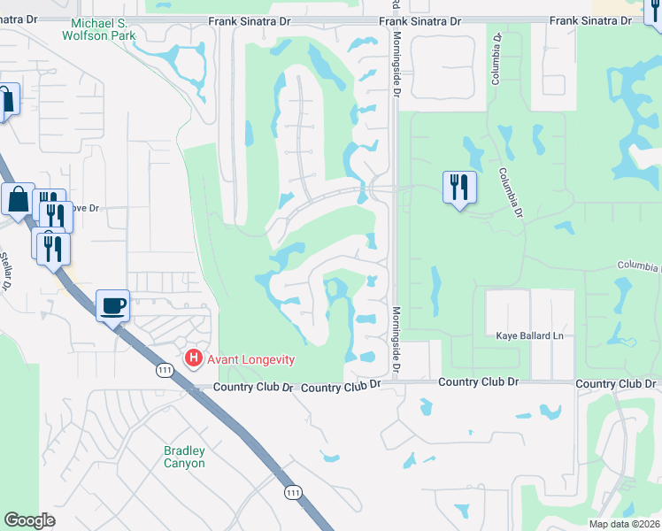map of restaurants, bars, coffee shops, grocery stores, and more near 19 Churchill Lane in Rancho Mirage