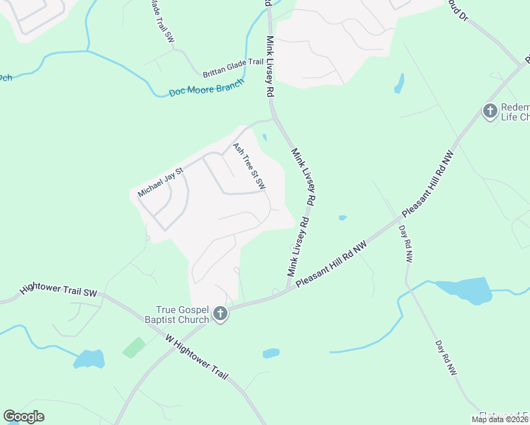 map of restaurants, bars, coffee shops, grocery stores, and more near 4198 Ash Tree Street Southwest in Snellville