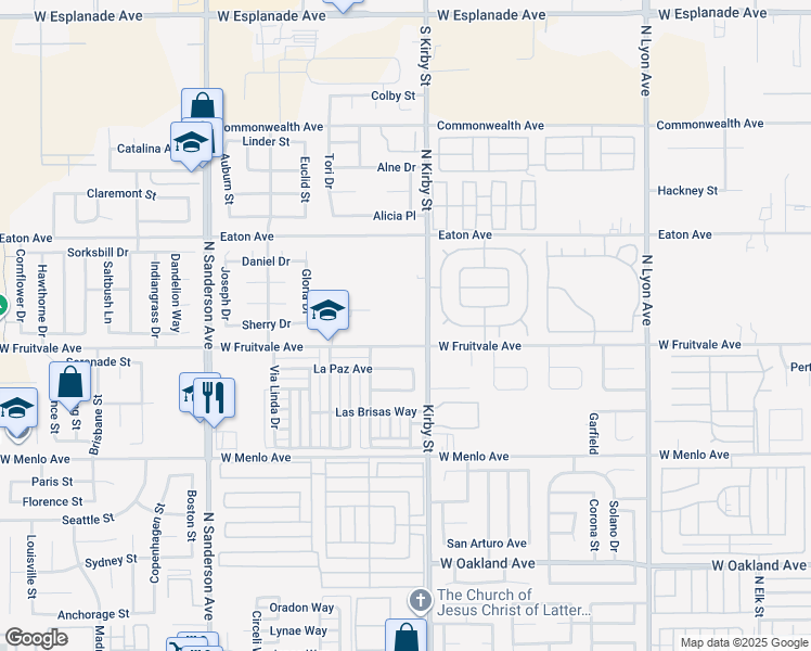 map of restaurants, bars, coffee shops, grocery stores, and more near 907 North Kirby Street in Hemet