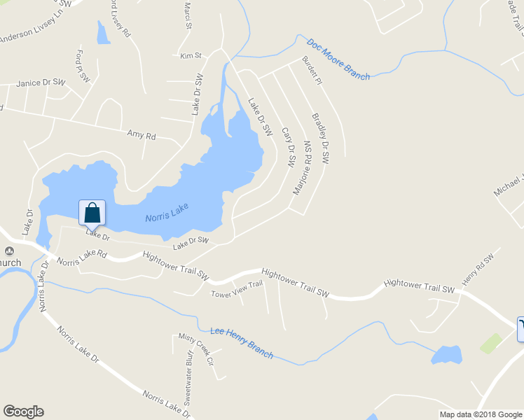 map of restaurants, bars, coffee shops, grocery stores, and more near 4464 Cary Drive Southwest in Snellville