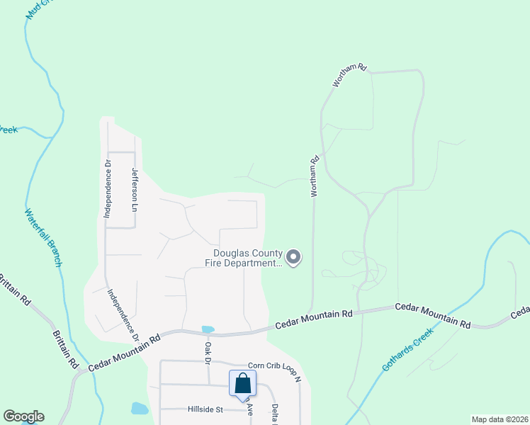 map of restaurants, bars, coffee shops, grocery stores, and more near 1480 Cedar Hill in Douglasville