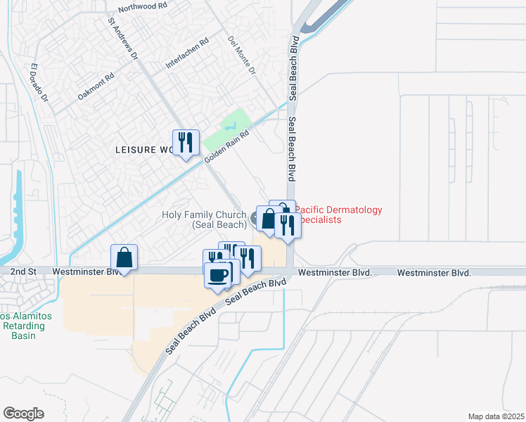 map of restaurants, bars, coffee shops, grocery stores, and more near 13820 Annandale Drive in Seal Beach