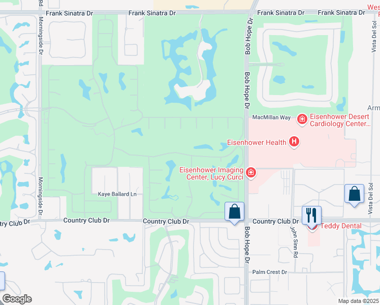 map of restaurants, bars, coffee shops, grocery stores, and more near 34 Columbia Drive in Rancho Mirage