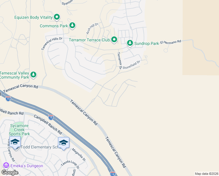 map of restaurants, bars, coffee shops, grocery stores, and more near 24822 Elison Court in Corona
