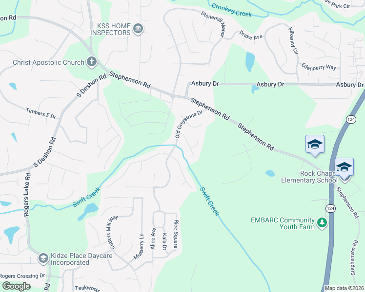 map of restaurants, bars, coffee shops, grocery stores, and more near 7201 Wheeler Trail in Lithonia