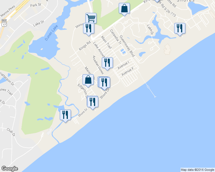 map of restaurants, bars, coffee shops, grocery stores, and more near 201-P Shipwatch Points in Myrtle Beach