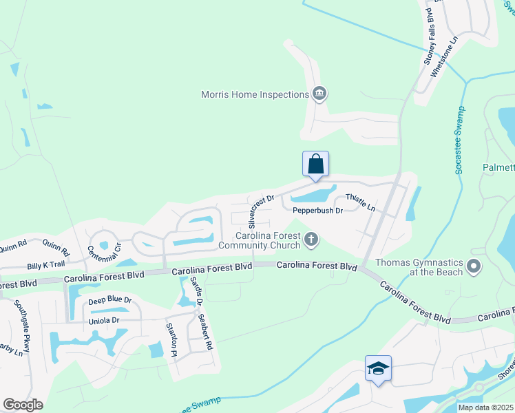 map of restaurants, bars, coffee shops, grocery stores, and more near 2014 Silvercrest Drive in Myrtle Beach