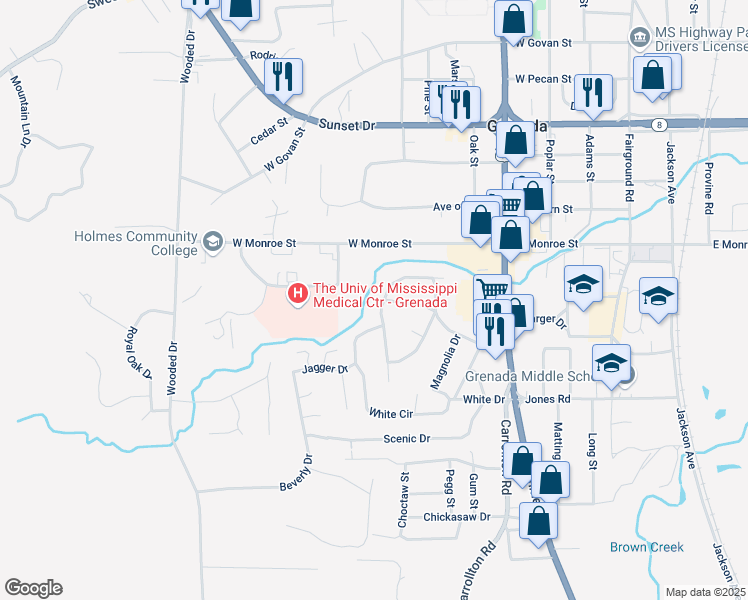 map of restaurants, bars, coffee shops, grocery stores, and more near 700-798 Windsor Dr in Grenada