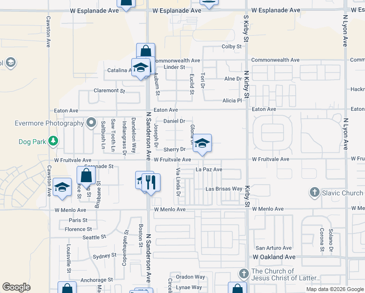 map of restaurants, bars, coffee shops, grocery stores, and more near 3060 Sherry Drive in Hemet