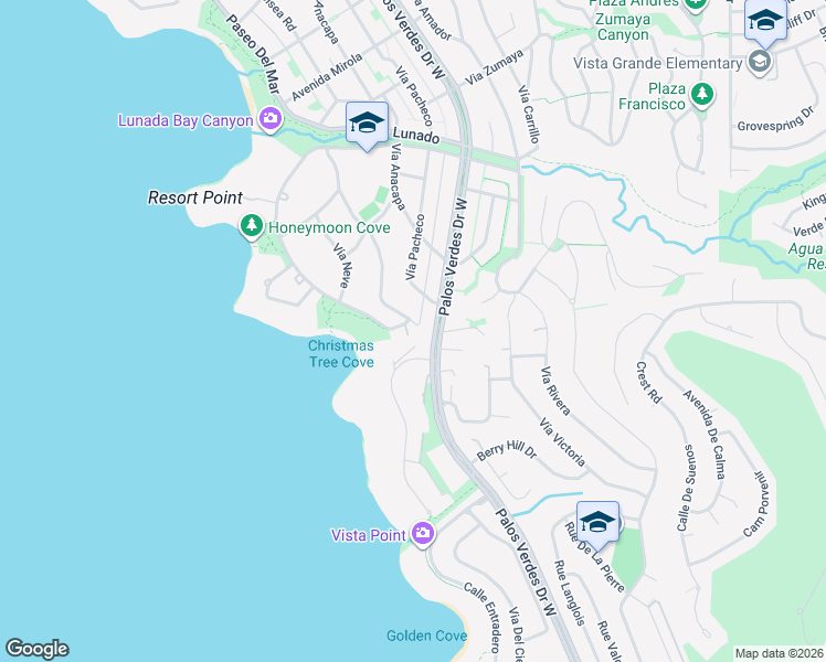map of restaurants, bars, coffee shops, grocery stores, and more near 3004 Paseo Del Mar in Palos Verdes Estates