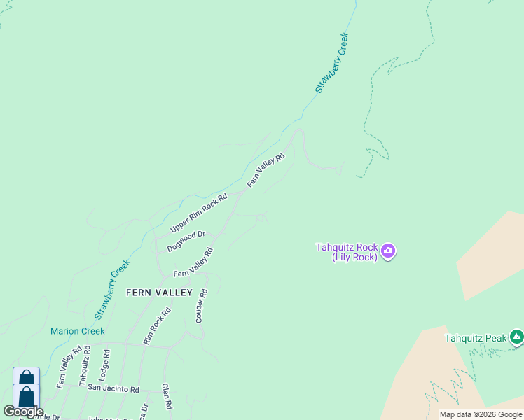 map of restaurants, bars, coffee shops, grocery stores, and more near 55596 Encino Road in Idyllwild-Pine Cove