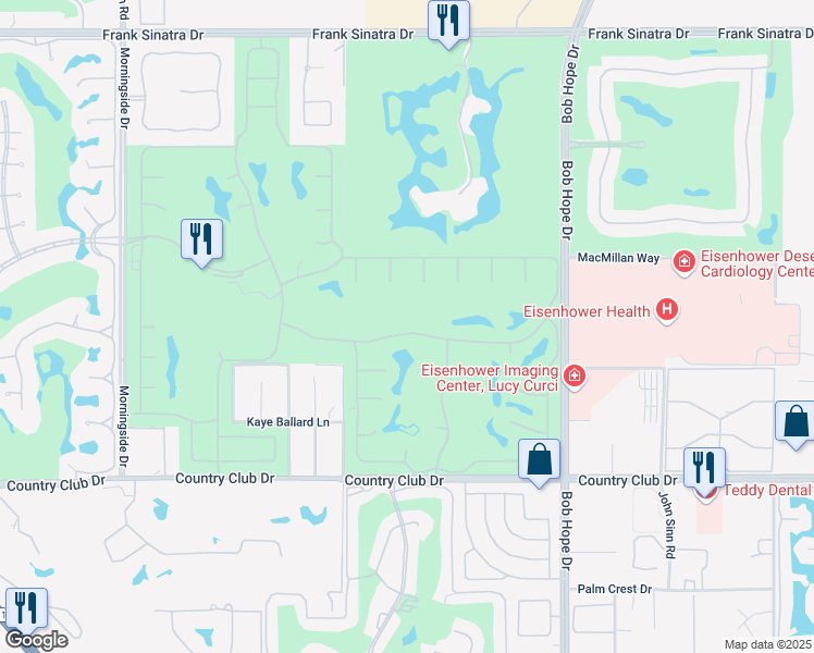 map of restaurants, bars, coffee shops, grocery stores, and more near 42 Columbia Drive in Rancho Mirage