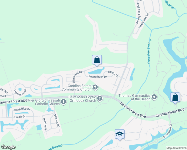 map of restaurants, bars, coffee shops, grocery stores, and more near 969 Silvercrest Drive in Myrtle Beach