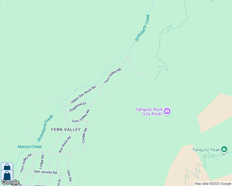 map of restaurants, bars, coffee shops, grocery stores, and more near 55599 Encino Road in Idyllwild-Pine Cove