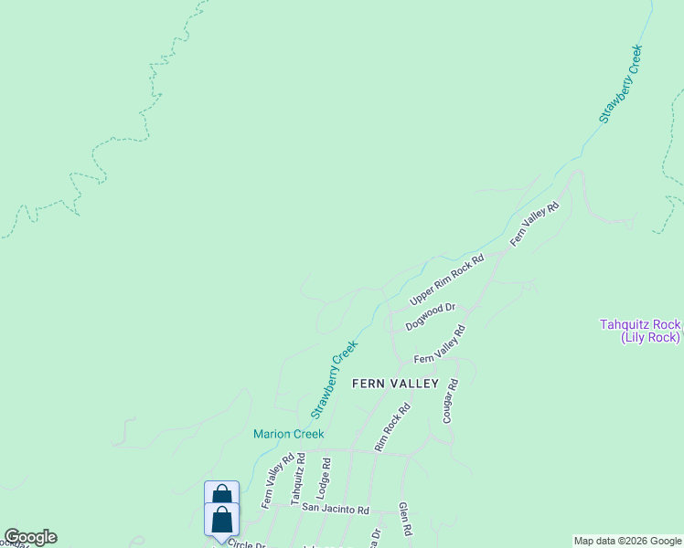 map of restaurants, bars, coffee shops, grocery stores, and more near 55160 Forest Haven Drive in Idyllwild-Pine Cove