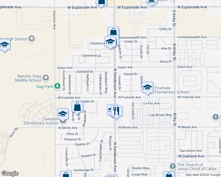 map of restaurants, bars, coffee shops, grocery stores, and more near 3355 Blazingstar Court in Hemet