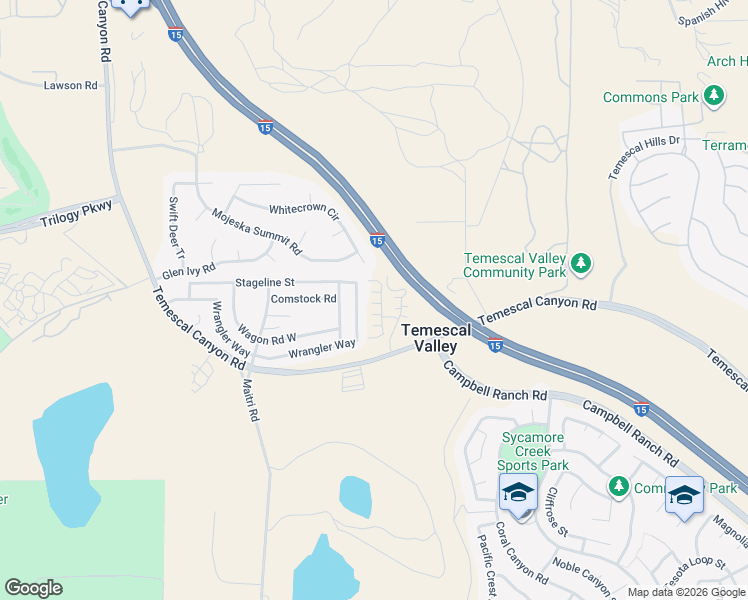 map of restaurants, bars, coffee shops, grocery stores, and more near 24269 Sonieta Court in Corona