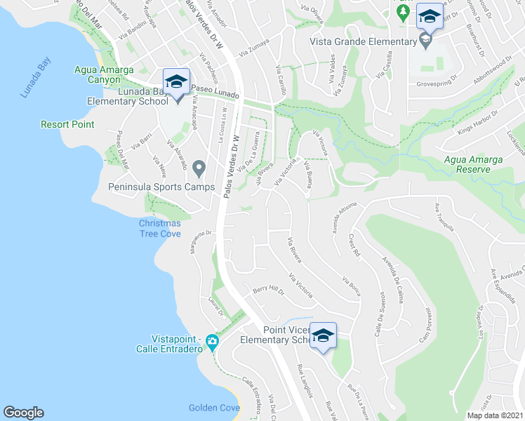 map of restaurants, bars, coffee shops, grocery stores, and more near 30003 Vía Victoria in Rancho Palos Verdes