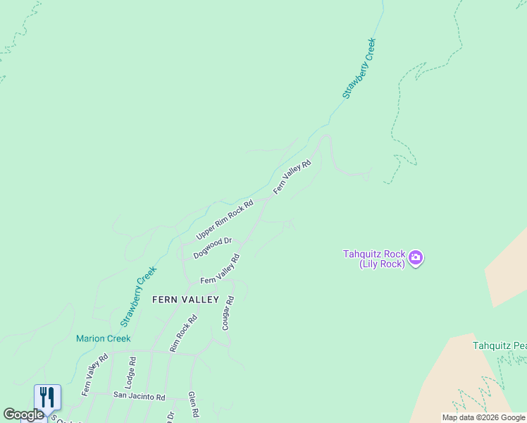 map of restaurants, bars, coffee shops, grocery stores, and more near 24700 Forest Drive in Idyllwild-Pine Cove