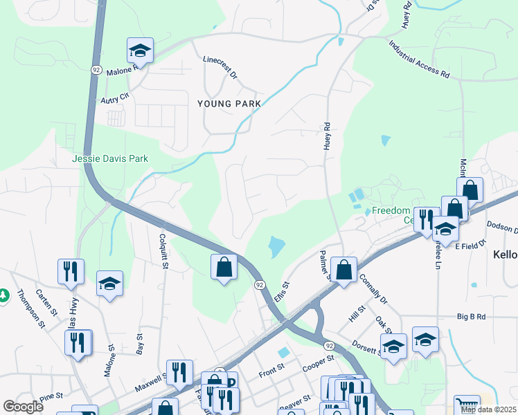 map of restaurants, bars, coffee shops, grocery stores, and more near 7863 Varden Court in Douglasville