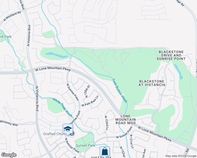 map of restaurants, bars, coffee shops, grocery stores, and more near 12474 West Tyler Trail in Peoria