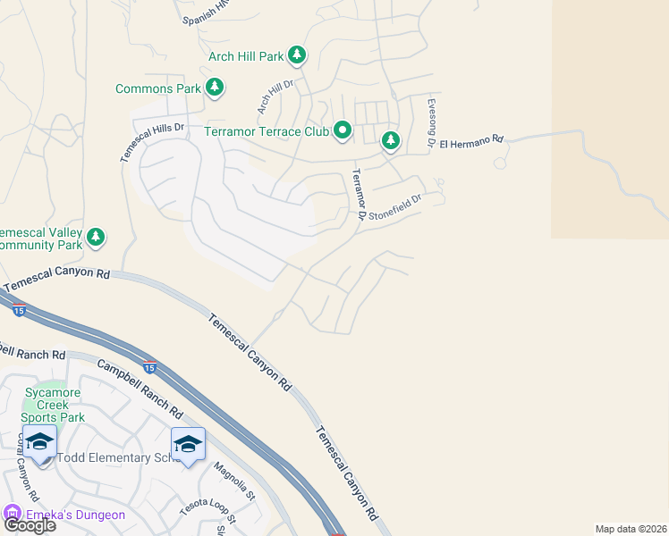 map of restaurants, bars, coffee shops, grocery stores, and more near 24719 Branch Court in Temescal Valley