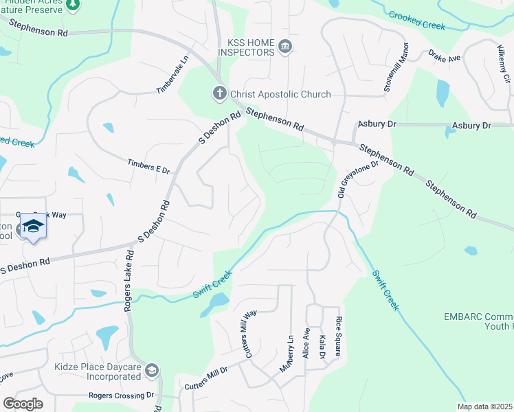 map of restaurants, bars, coffee shops, grocery stores, and more near 7101 Brecken Place in Lithonia